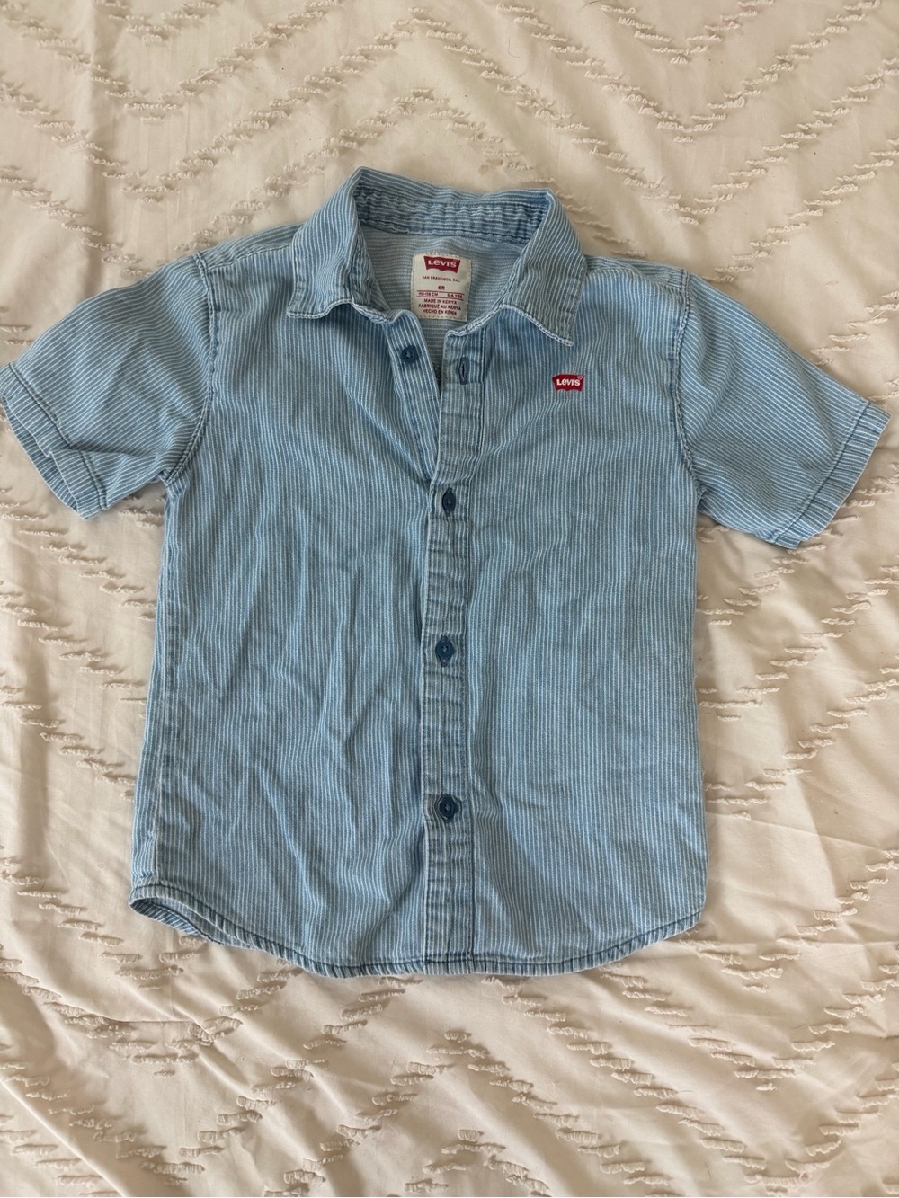 Levi's Light Blue Pinstriped Short-Sleeve Button-Down Shirt for Kids